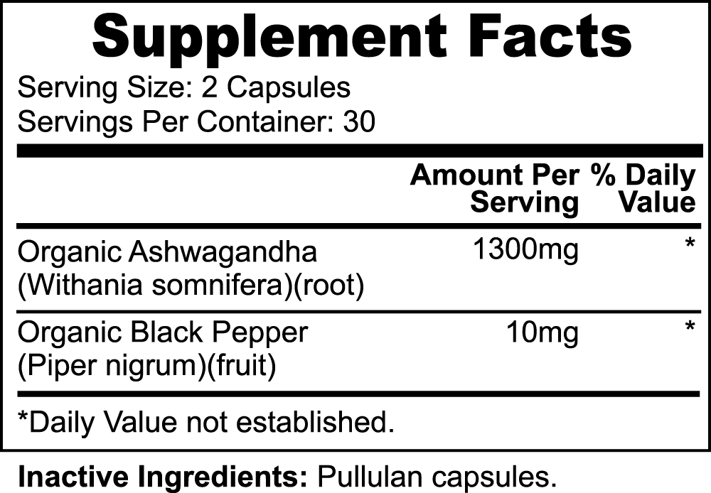 Organic Ashwagandha - Organic Black Pepper-powerful adaptogen that helps individuals calm their stress hormones.